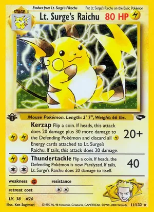Lt. Surge's Raichu - Ken Sugimori