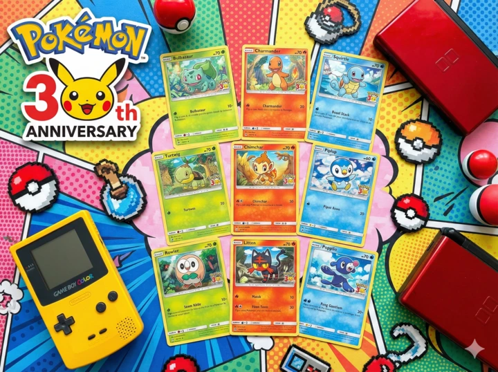 Illustration pour l'article Cartes Pokémon 30 Ans : Les 9 Promos Starters (Kanto, Sinnoh, Alola)