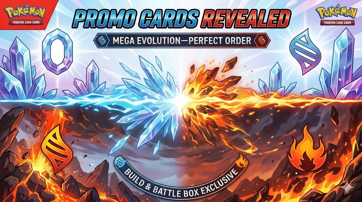 Imagen de portada del artículo: Las 4 Cartas Promo de la Caja de Combina y Combate Megaevolución-Orden Perfecto